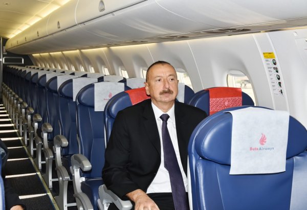 Prezident  “Buta Airways”in  yeni gətirdiyi təyyarə ilə tanış olub
