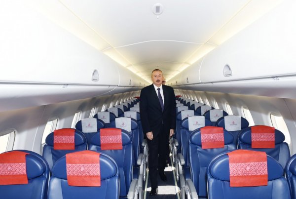 Prezident  “Buta Airways”in  yeni gətirdiyi təyyarə ilə tanış olub