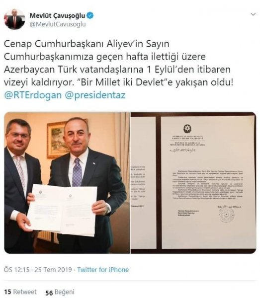 Türkiyə vətəndaşları üçün viza rejimi ləğv ediləcək