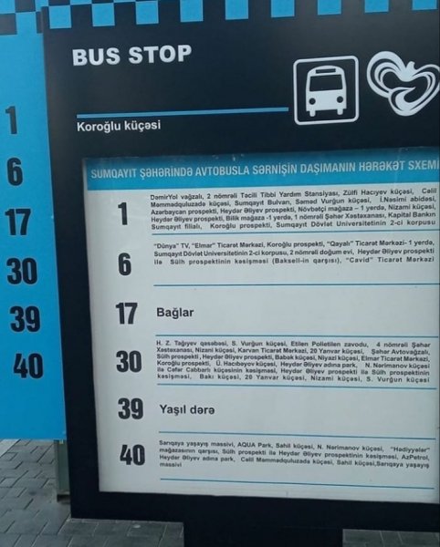 Sumqayıtda avtobusların hərəkət cədvəlini göstərən tablolar quraşdırılır - FOTO