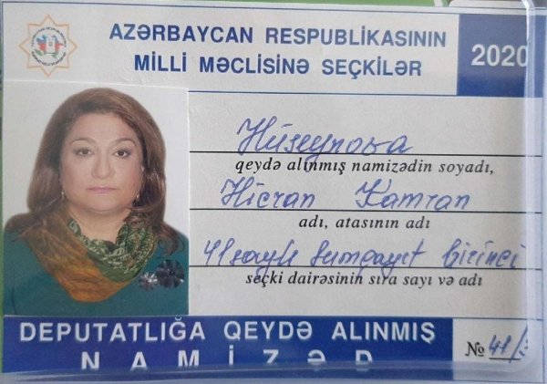 Hicran Hüseynovanın Sumqayıtdan deputatlığa namizədliyi qeydə alındı
