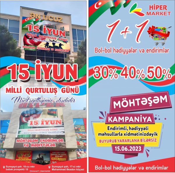 Milli Qurtuluş Günü münasibətilə endirim kampaniyası - Yalnız 1 gün "Hiper market"də (R)