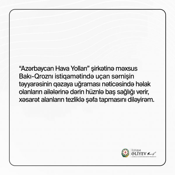 Prezident başsağlığı verdi