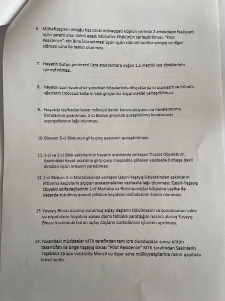 "Pilot Residence" MTK sakinlərinin fəryadı: illərdir çözülməyən problem (MƏKTUB)