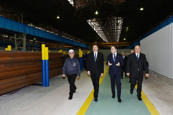 Prezident  Sumqayıt boruyayma zavodunun açılışını etdi: 531 nəfər işlə təmin olunub - FOTOLAR