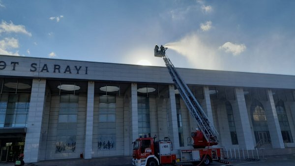 Sumqayıt Mədəniyyət sarayında yanğın təlimi - Fotolar