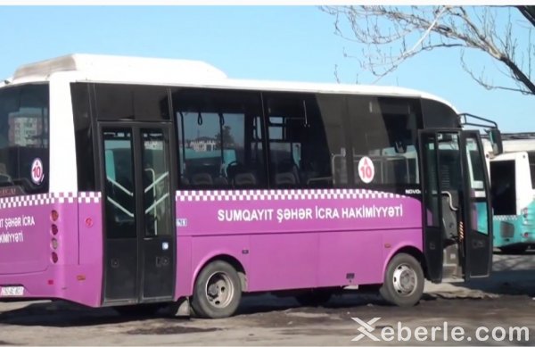 Sumqayıtda bu marşrut avtobuslarının sürücüləri işə çıxmaqdan imtina ediblər - VİDEO
