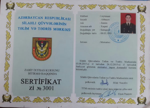 Qarabağda lokal xarakterli antiterror tədbirlərin keçirilməsi zamanı şəhid olan Baş leytenant Zamin Abbasovun 40 mərasimi keçirilib - FOTOLAR