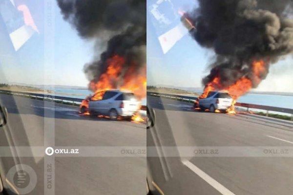 Sumqayıt-Bakı avtomobil yolunda maşın yandı- VİDEO