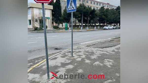 Sumqayıtda təhsil ocağının qarşısında ölüm saçan piyada zolaqları (FOTO)