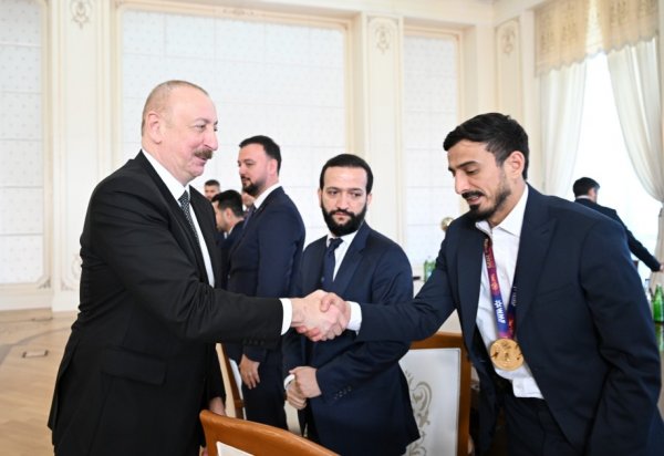 Prezident milli komandanın üzvlərini qəbul etdi - FOTOLAR